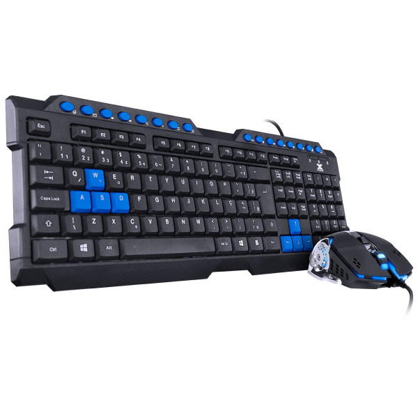 Kit Teclado E Mouse Gamer Grifo - Mouse 2400 Dpi Cabo Usb 1.8 Metros Led Azul - Vgc-01a